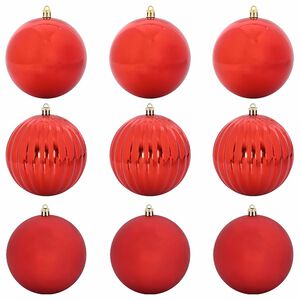 vidaXL Julkulor Set XL 9 st R&ouml;d &Oslash; 15 cm Plast