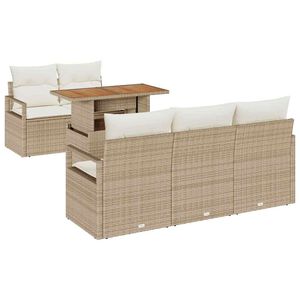 vidaXL Tr&auml;dg&aring;rdsoffset med lagring 6 pcs Beige Poly rattan