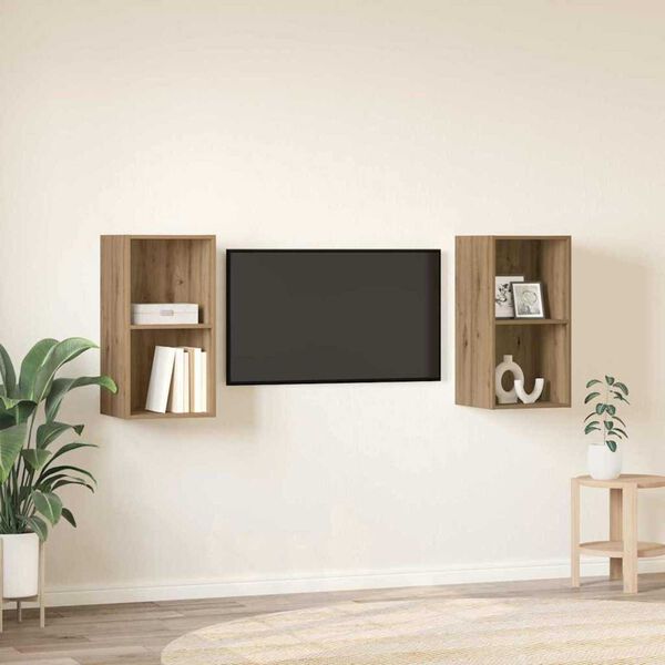 vidaXL TV-b&auml;nkset 2 pcs Artisan Ek 37 x 37 x 72 cm Konstruerat tr&auml;