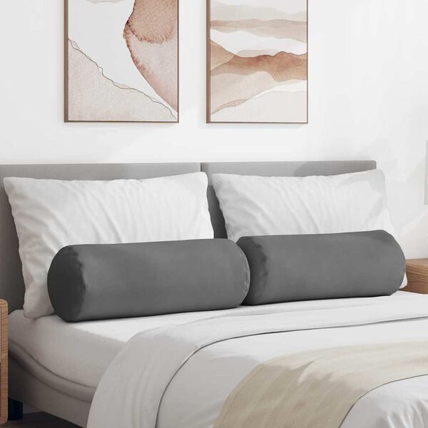 vidaXL Bolsterkuddar 2 pcs Mörkgrå Ø 25 x 70 cm Mikrofiber Tyg