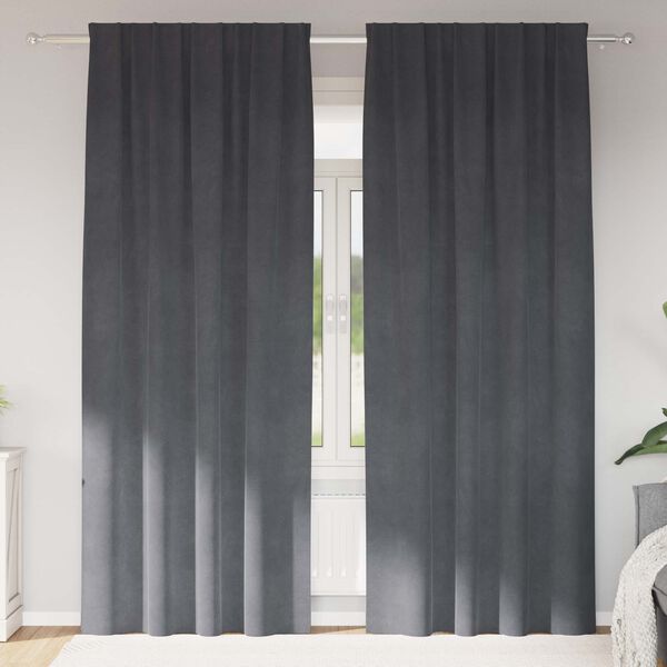 vidaXL M&ouml;rkl&auml;ggningsgardiner 2 pcs Ljusgr&aring; 140 x 225 cm Sammet