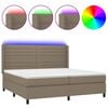 vidaXL Rams&auml;ng med madrass & LED taupe 200x200 cm tyg