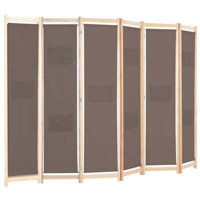 vidaXL Rumsavdelare 6 paneler 240x170x4 cm brun tyg
