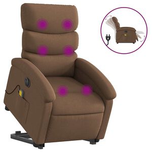 vidaXL Elektrisk massagef&aring;t&ouml;lj med uppresningshj&auml;lp brun tyg
