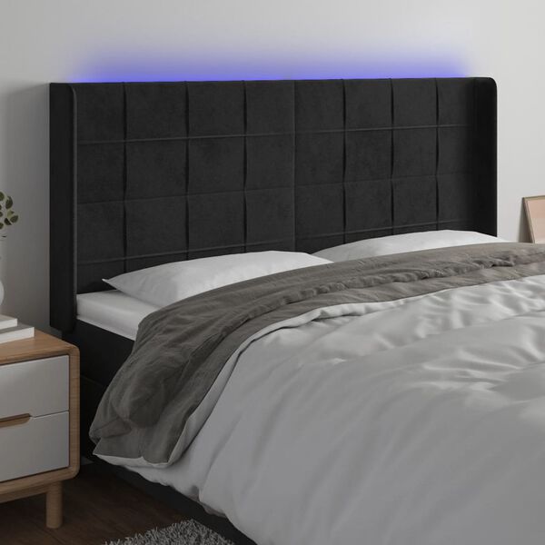 vidaXL S&auml;nggavel LED svart 183x16x118/128 cm sammet