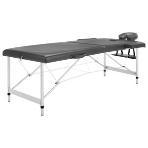 vidaXL Massageb&auml;nk med 2 zoner aluminiumram antracit 186x68 cm