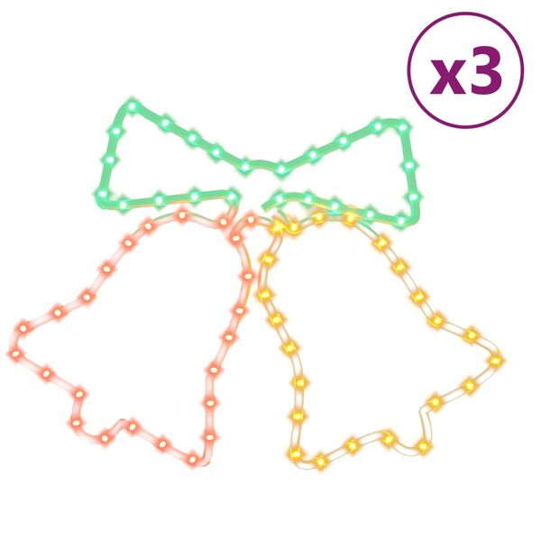 vidaXL Juldekoration klock-figurer 3 st med 72 LEDs 50x56 cm