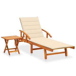 vidaXL Sols&auml;ng med bord och dyna massivt akaciatr&auml;