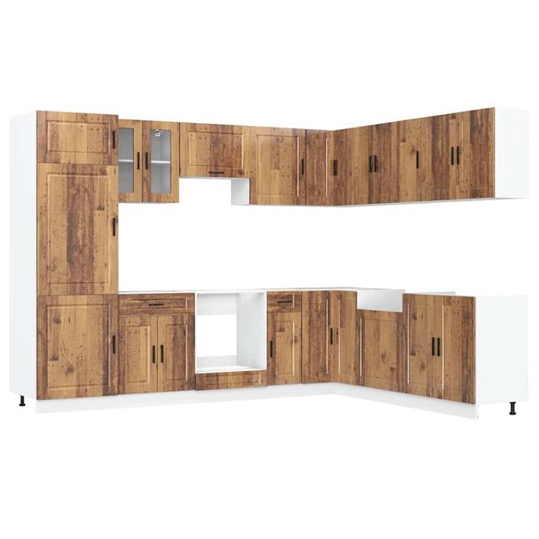 vidaXL Köksskåpsset Porto 14 delar åldrat trä konstruerat trä