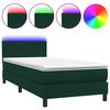 vidaXL Res&aring;rs&auml;ng med madrass och LED m&ouml;rkgr&ouml;n 100x220 cm sammet