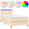 vidaXL Rams&auml;ng med madrass & LED gr&auml;ddvit 90x200 cm tyg