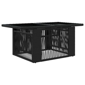 vidaXL Tr&auml;dg&aring;rdsbord Svart 100 x 55 x 37 cm PE Rattan och Glas