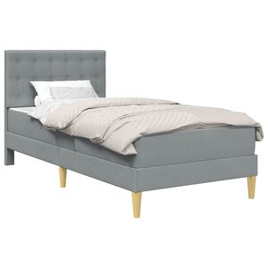 vidaXL S&auml;ngram med madrass med huvudgavel Ljusgr&aring; 90 x 190 cm tyg