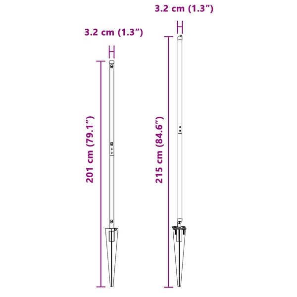 vidaXL Stängselstolpe Övrigt 26 pcs Grå 3,2 x 3,2 x 170 cm Stål