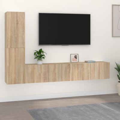 vidaXL Tv-skåp 4 delar sonoma-ek konstruerat trä