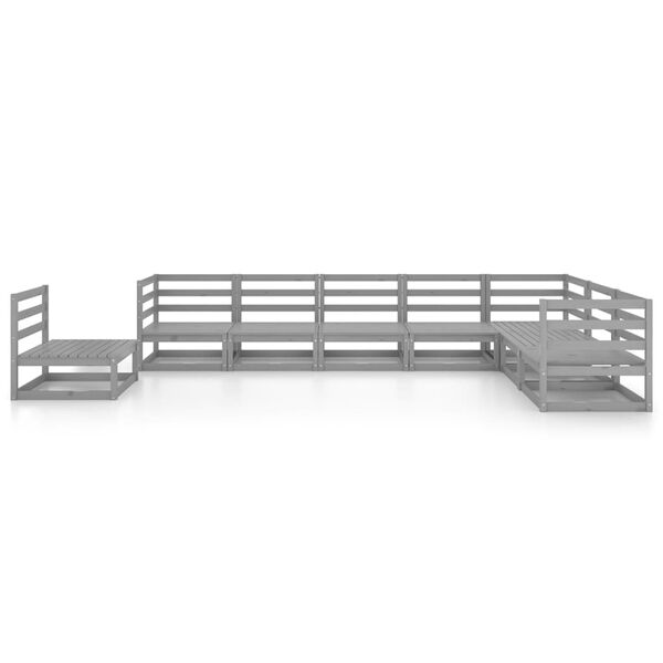 vidaXL Loungegrupp med dynor 8 delar gr&aring; massiv furu