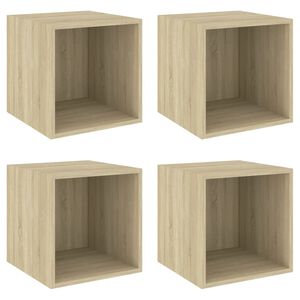 vidaXL V&auml;ggsk&aring;p 4 st sonoma-ek 37x37x37 cm konstruerat tr&auml;