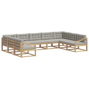 vidaXL Utomhussoffset med kudde 9 pcs Vit och ljusgr&aring;