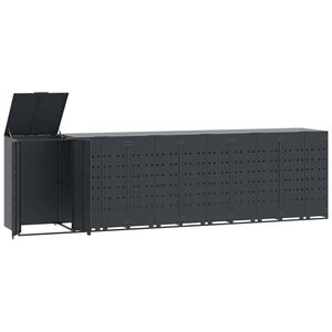 vidaXL Skjul f&ouml;r sopk&auml;rl f&ouml;r 6 platser antracit 414x79x117 cm st&aring;l