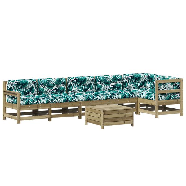 vidaXL Loungegrupp med dynor 7 delar impregnerad furu