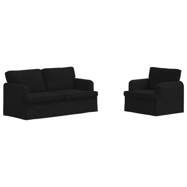 vidaXL Soffa 2 pcs Svart 162 x 80 x 85 cm tyg