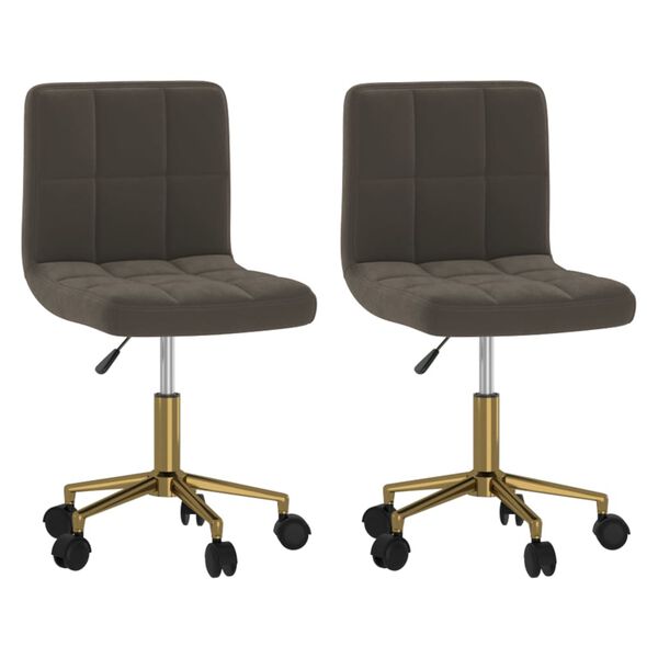 vidaXL Snurrbara matstolar 2 st m&ouml;rkgr&aring; sammet