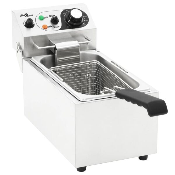 vidaXL Elektrisk frit&ouml;s rostfritt st&aring;l 6 L 2000 W