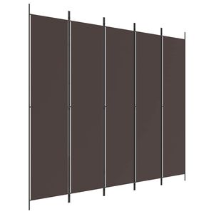 vidaXL Rumsavdelare 5 paneler brun 250x220 cm tyg