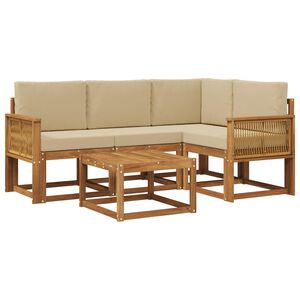 vidaXL Utomhussoffset 5 st Naturlig och Beige Polyester