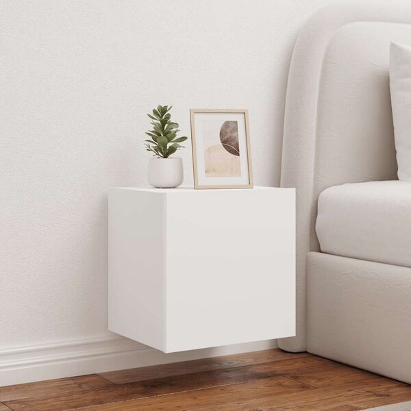 vidaXL Väggmonterad tv-bänk LED vit 40,5x35x40 cm