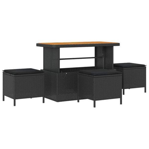 vidaXL Tr&auml;dg&aring;rdsoffset med kudde 13 pcs Svart konstrotting