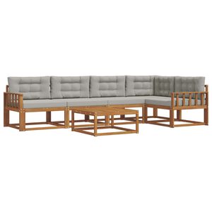 vidaXL Utomhussoffset med kudde 6 pcs Naturlig och ljusgr&aring;