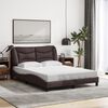vidaXL Bed Frame with LED without Mattress "Hvar" Dark Brown 140x190 cm Fabric
