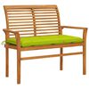 vidaXL Tr&auml;dg&aring;rdsb&auml;nk med ljusgr&ouml;n dyna 112 cm massiv teak