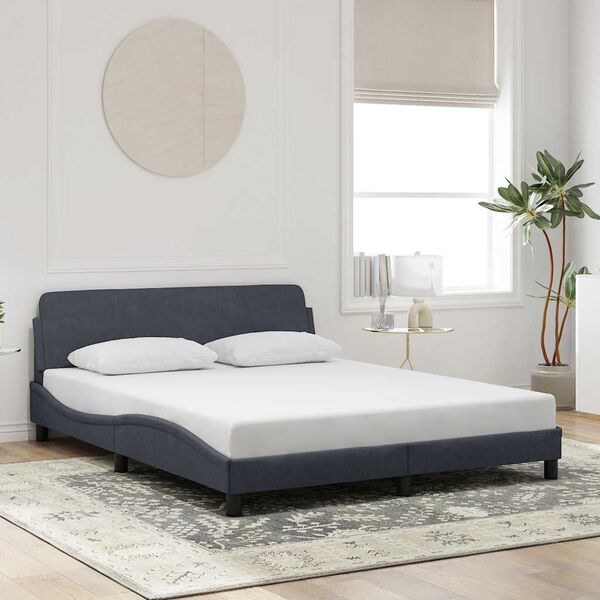 vidaXL Bed Frame "Dover" Dark Grey 160x200 cm Velvet