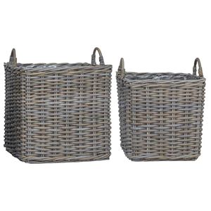 vidaXL Planteringskorg med lagring 2 pcs Gr&aring; Lacak-rattan