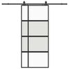 vidaXL Skjutd&ouml;rr med beslagssats svart 90x205 cm h&auml;rdat glas