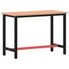 vidaXL Arbetsb&auml;nk 115x55x81,5 cm massivt boktr&auml; och metall