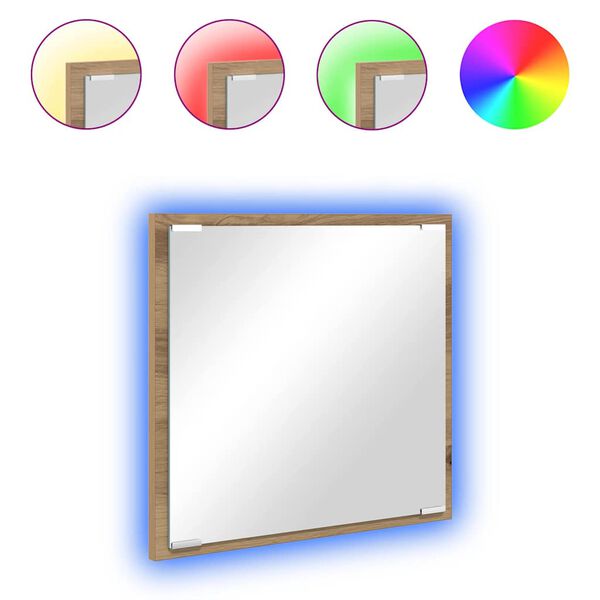 vidaXL LED Badrumsspegel Artisan Ek 40 x 37 x 8.5 cm Konstruerat tr&auml;