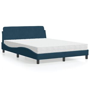 vidaXL Bed with Mattress "Dover" Blue 120x200 cm Velvet