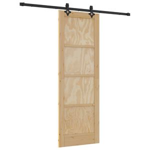 vidaXL Skjutd&ouml;rr Naturlig och svart 73,5 x 211 cm Massiv furu