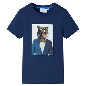 T-shirt med korta &auml;rmar f&ouml;r barn m&ouml;rkbl&aring; 128