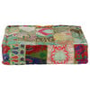 vidaXL Sittpuff lappm&ouml;nster fyrkantig handgjord 50x50x12 cm gr&ouml;n