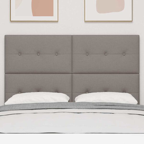 vidaXL H&ouml;jdjusterbar S&auml;nggavel med huvudgavel Taupe 160 cm tyg