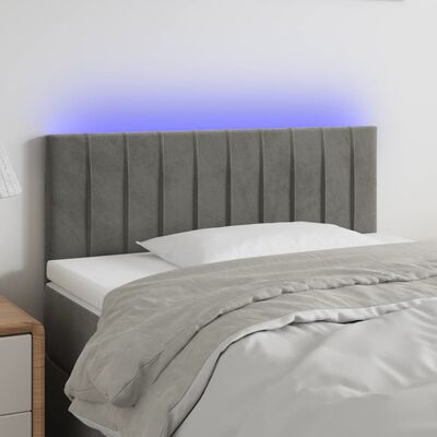 vidaXL Sänggavel LED ljusgrå 80x5x78/88 cm sammet