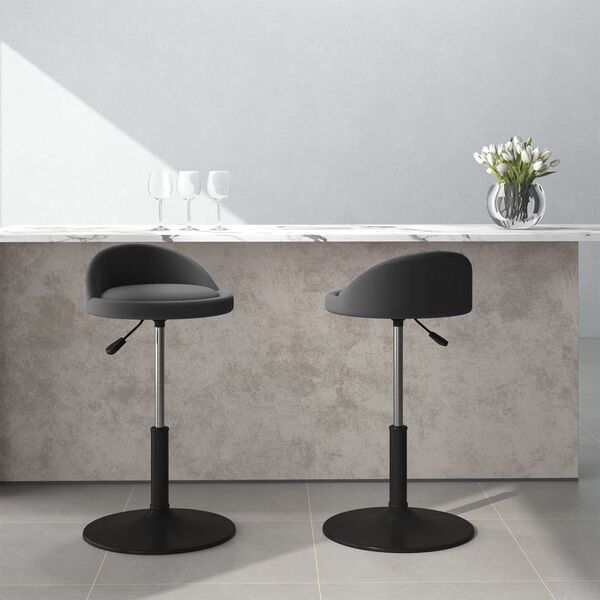 vidaXL Snurrbara matstolar 2 st m&ouml;rkgr&aring; sammet