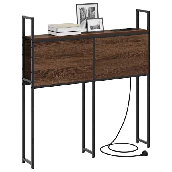 vidaXL F&ouml;rvaringsgavel med Laddstation brun ek 93 x 15 x 98 cm
