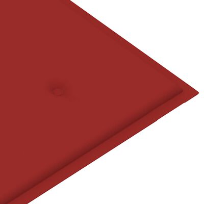 vidaXL Trädgårdsbänk med röd dyna 112 cm massiv teak