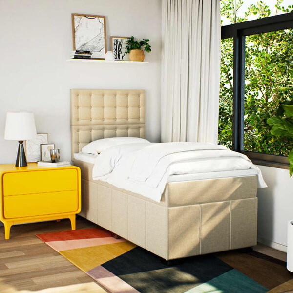 vidaXL Rams&auml;ng med madrass gr&auml;ddvit 90x200 cm tyg