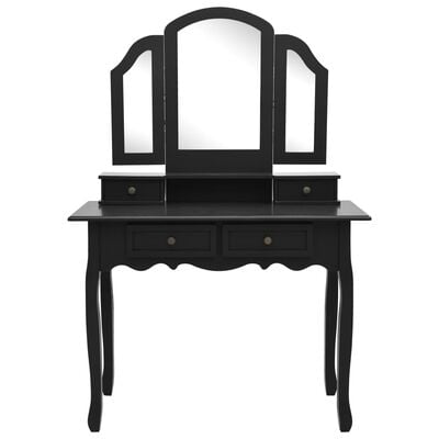 vidaXL Sminkbord med pall svart 100x40x146 cm kejsarträ